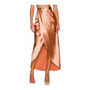 Line & Dot Wrap  Skirt  Lisa Midi in Satin Ginger Small